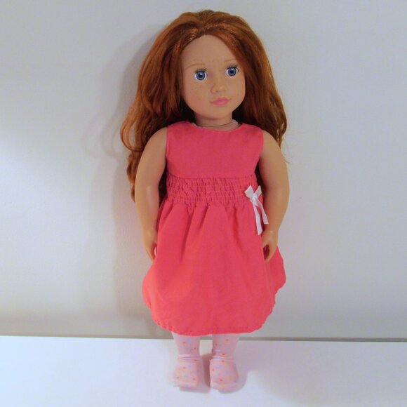 Our Generation Clothing, red riding jacket, pink dress and tights - Picture 6 of 7